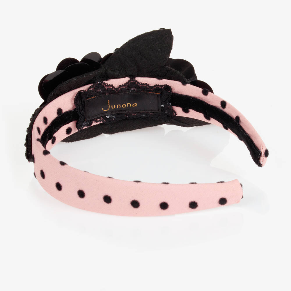 Junona-Pink & Black Floral Hairband | Childrensalon Outlet