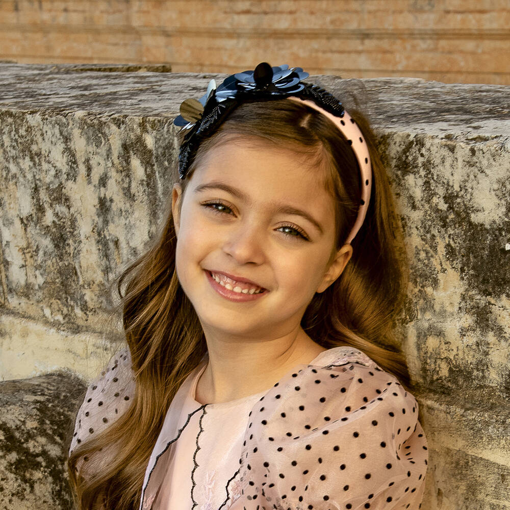 Junona-Pink & Black Floral Hairband | Childrensalon Outlet