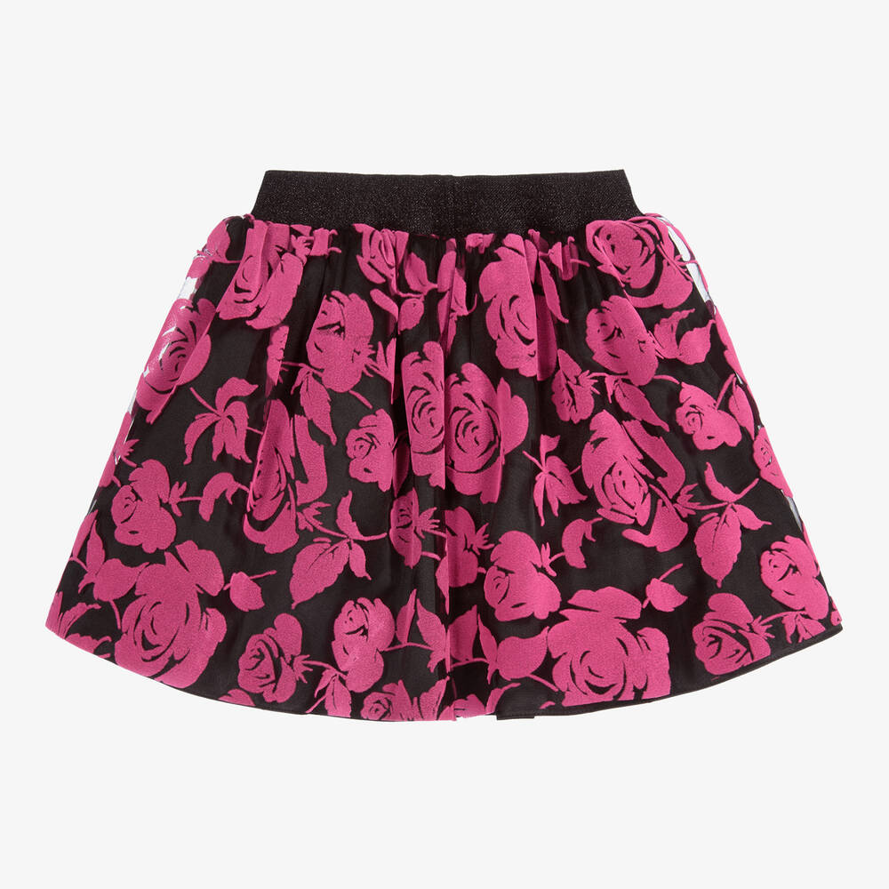 Junona-Pink & Black Floral Skirt | Childrensalon Outlet