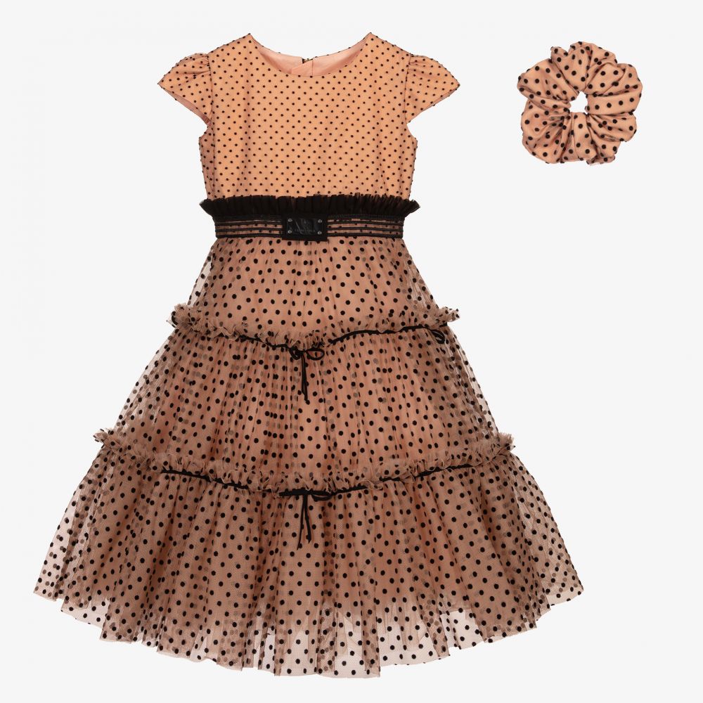 Junona - Pink & Black Polka Dot Dress | Childrensalon