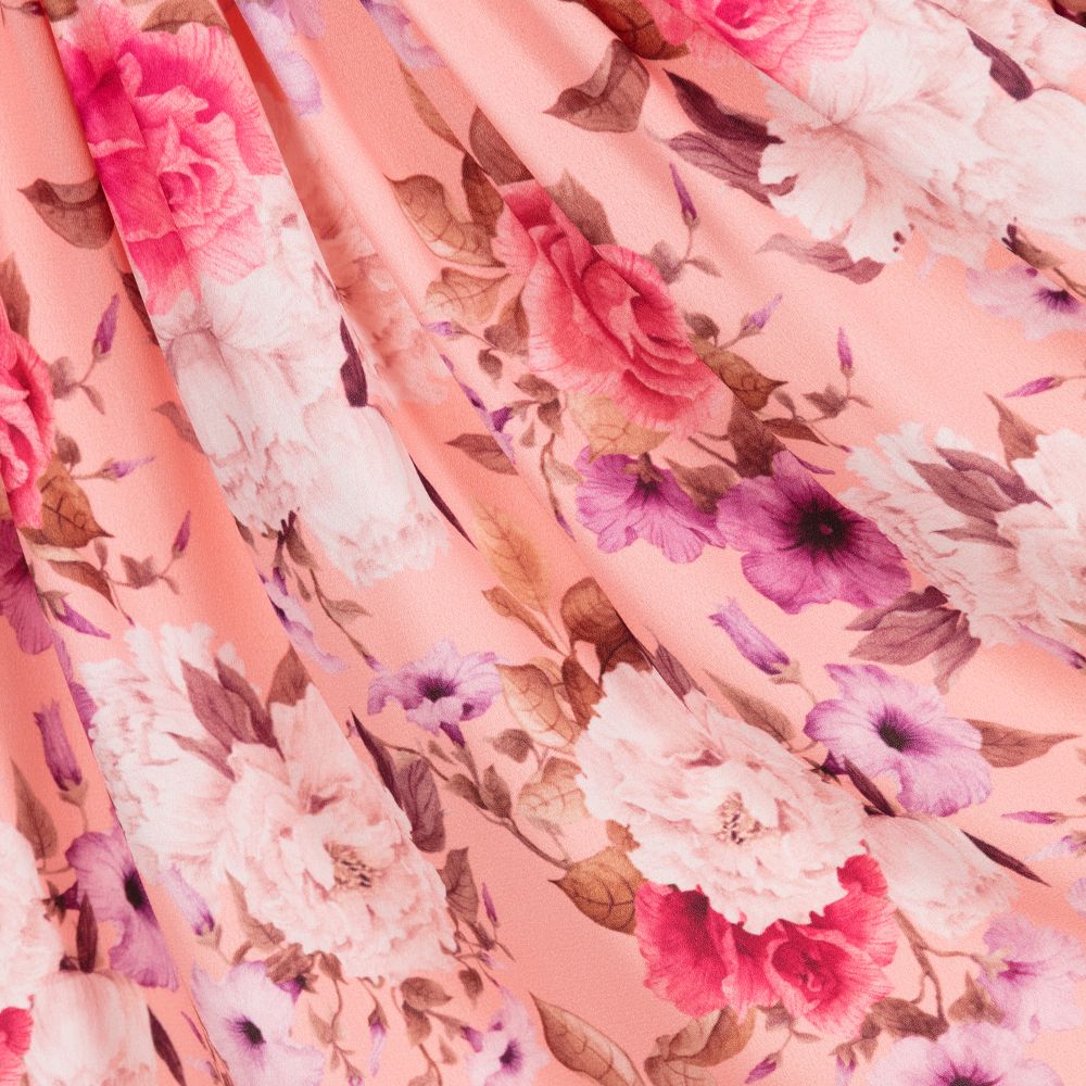 pink floral chiffon dress