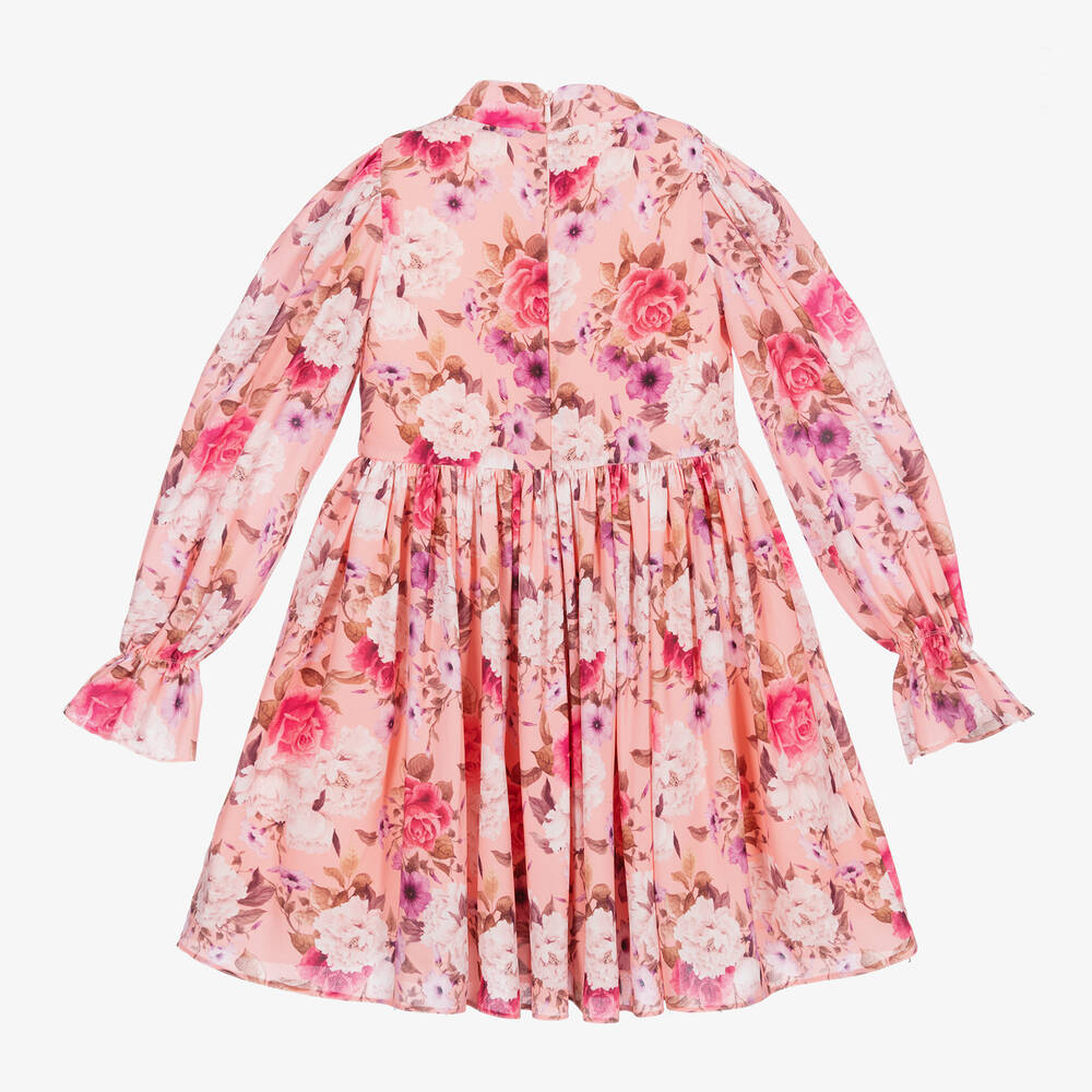Junona-Pink Floral Chiffon Dress | Childrensalon Outlet