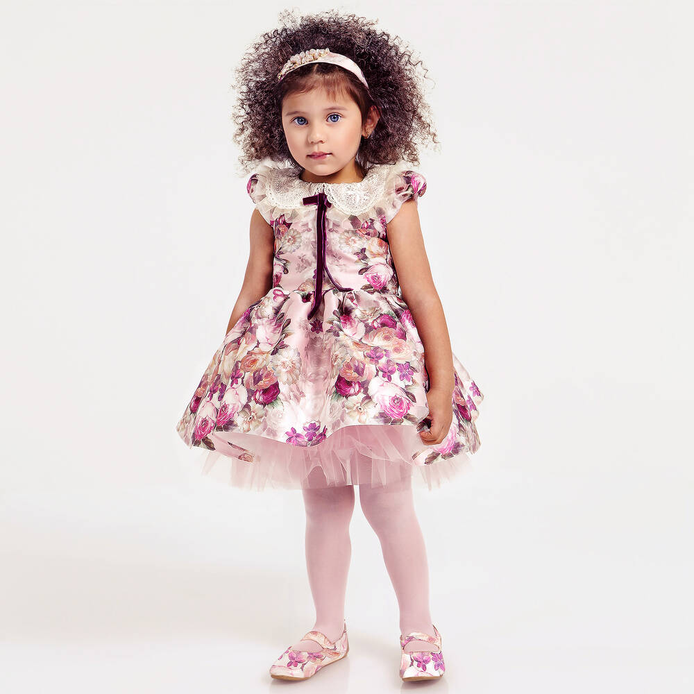 Junona-Розовый комплект с платьем в цветочек | Childrensalon Outlet