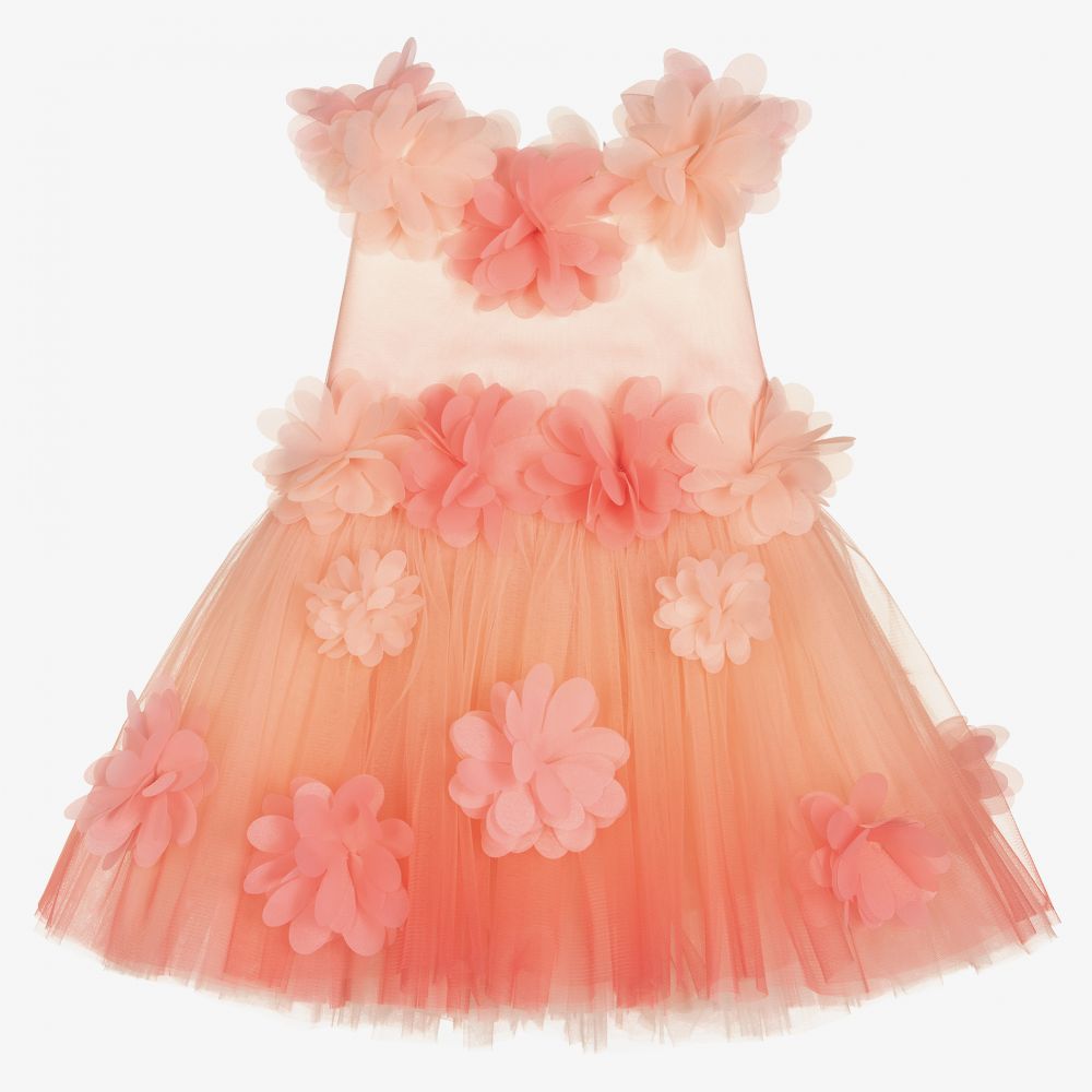 Junona - Pink Floral Ombré Tulle Dress | Childrensalon