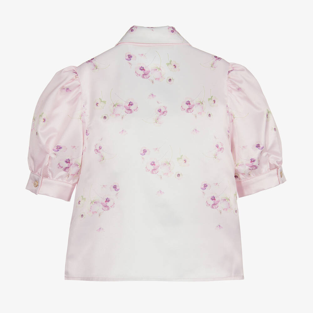 جونونا-بلوزة ساتان مع عقدة أمامية وأكمام منفوخة | Childrensalon Outlet