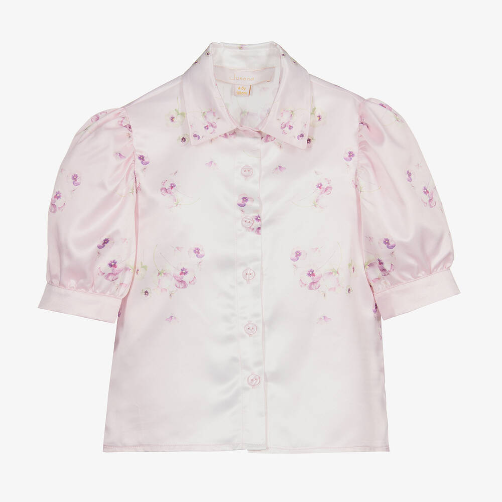 جونونا-بلوزة ساتان مع عقدة أمامية وأكمام منفوخة | Childrensalon Outlet