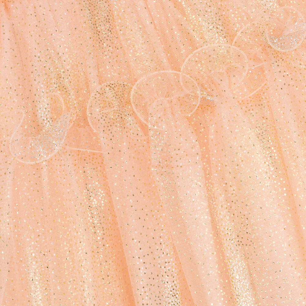 Junona-Розово-золотистое платье из тюля с вышитыми цветами | Childrensalon Outlet