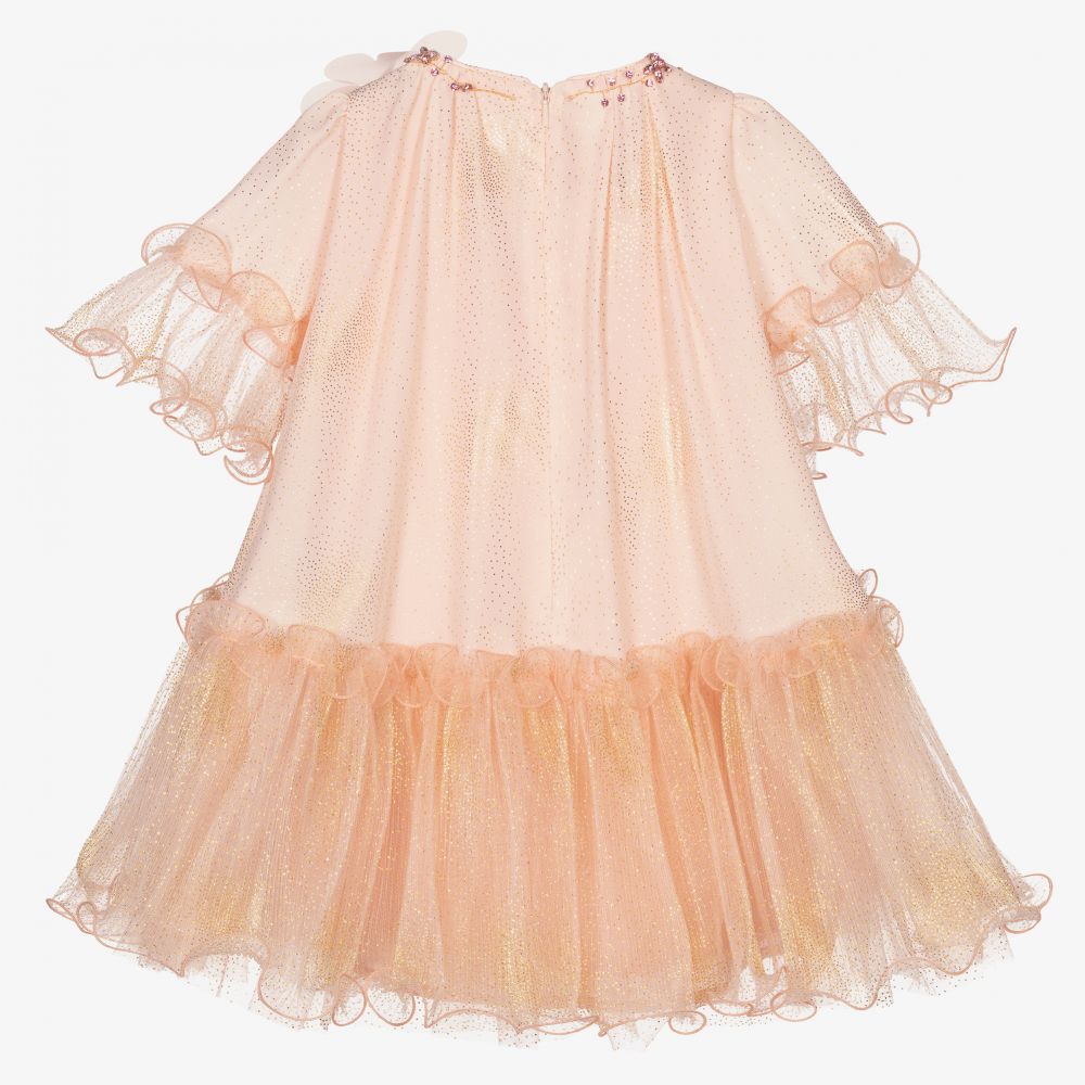 Junona-فستان تول وشيفون لون زهري وذهبي | Childrensalon Outlet