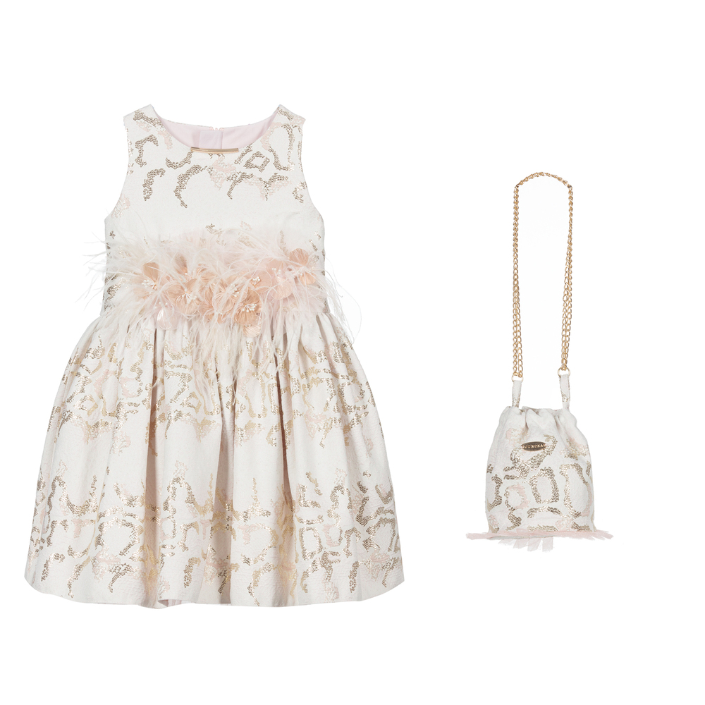 Junona - Платье цвета слоновой кости и розового цвета с жаккардовым узором | Childrensalon