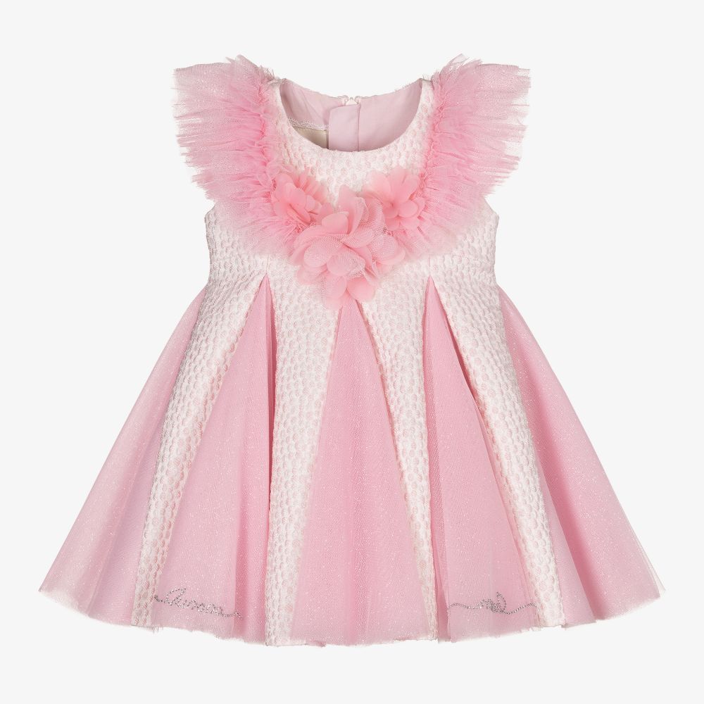 Junona - Robe rose en jacquard et tulle | Childrensalon