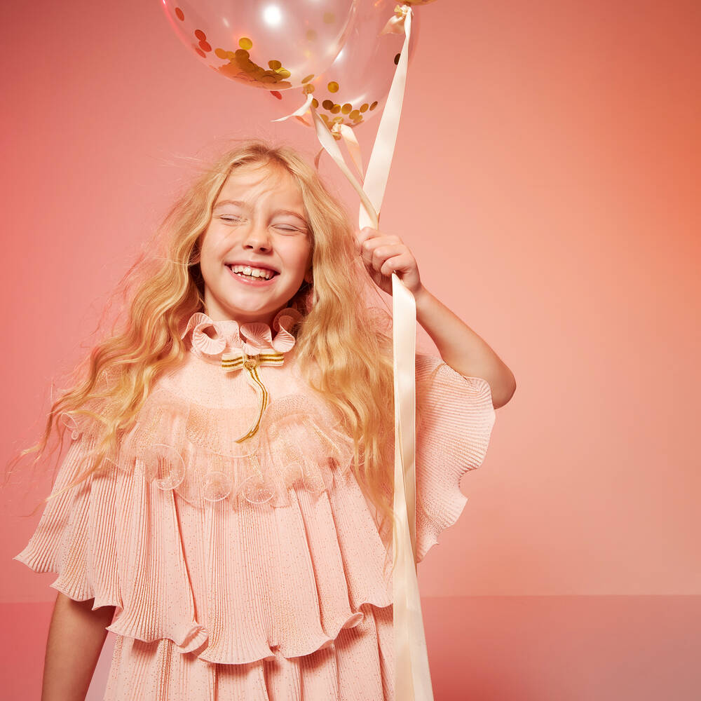 Junona-Розовое плиссированное платье | Childrensalon Outlet