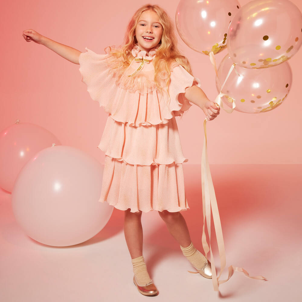 Junona-Розовое плиссированное платье | Childrensalon Outlet