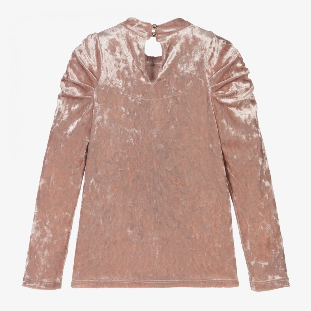 Junona-توب مخمل لون زهري باهت للبنات | Childrensalon Outlet