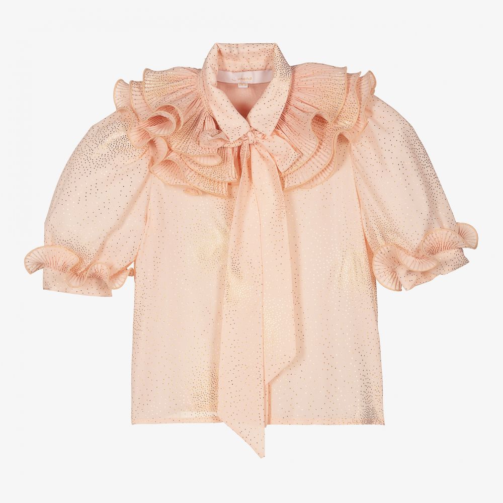 Junona - Розовая блузка с рюшами и бантом | Childrensalon