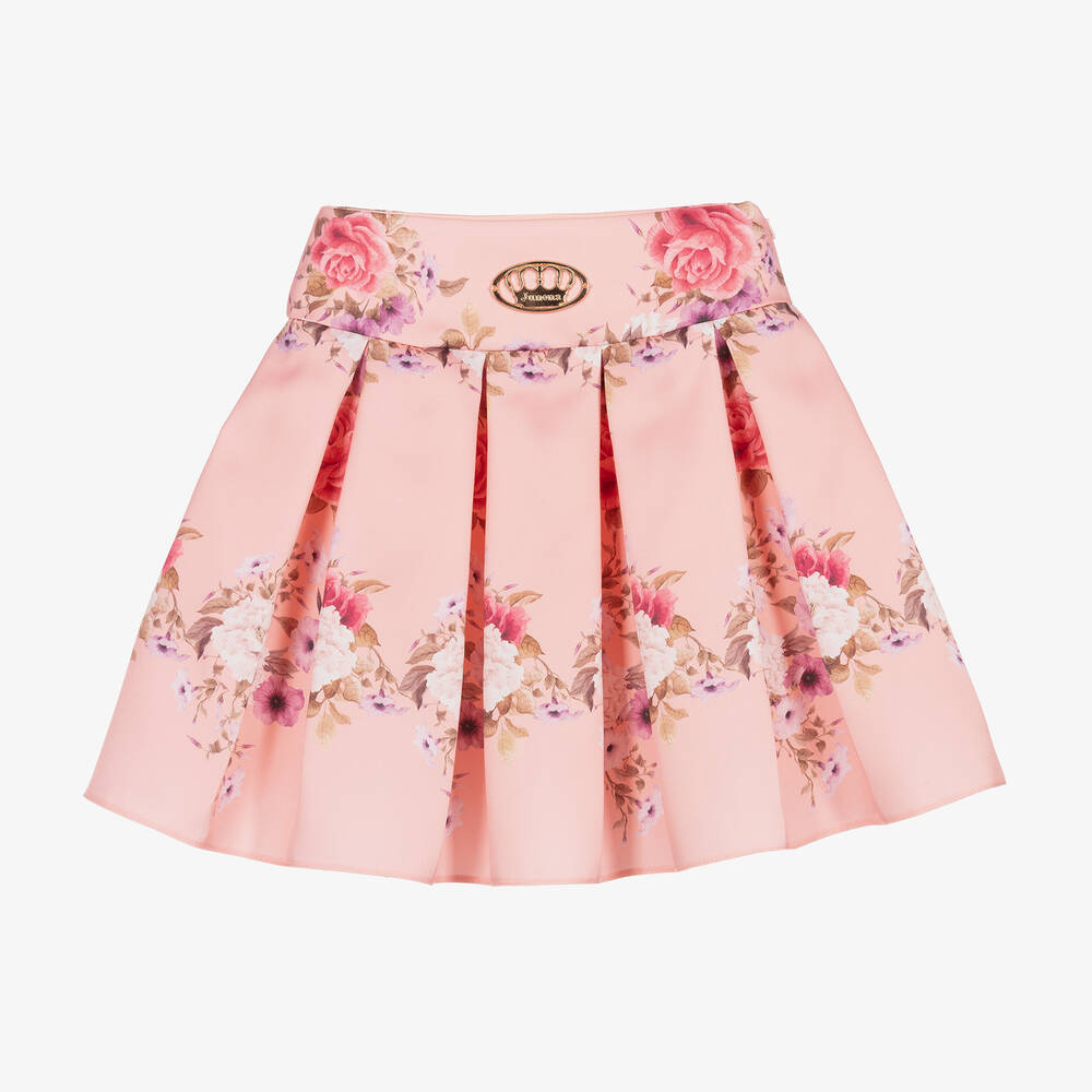 Junona - Pink Satin Floral Skirt | Childrensalon