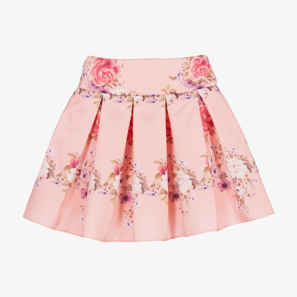 Junona-Pink Satin Floral Skirt | Childrensalon Outlet