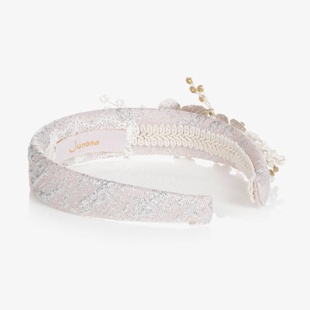 Junona-Pink & Silver Floral Hairband | Childrensalon Outlet