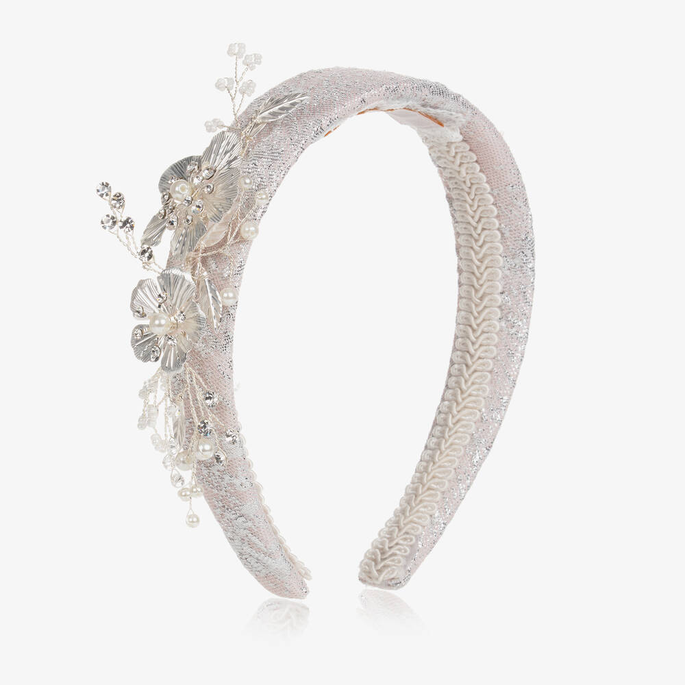 Junona - Pink & Silver Floral Hairband | Childrensalon