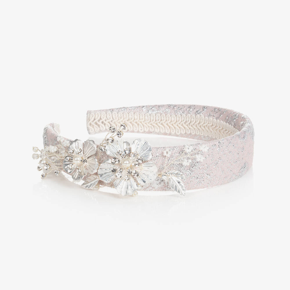 Junona-Pink & Silver Floral Hairband | Childrensalon Outlet