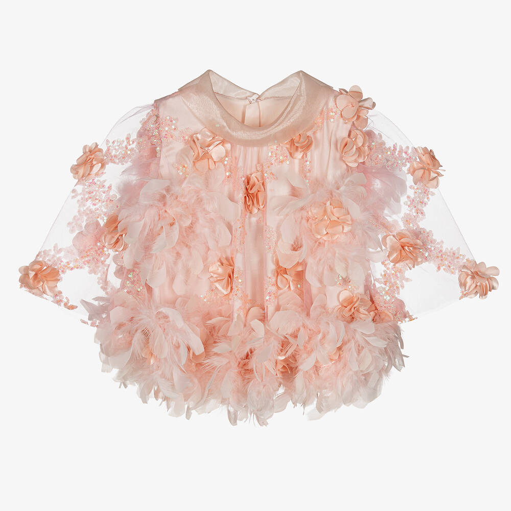 Junona - Розовая блузка из тюля с перьями | Childrensalon