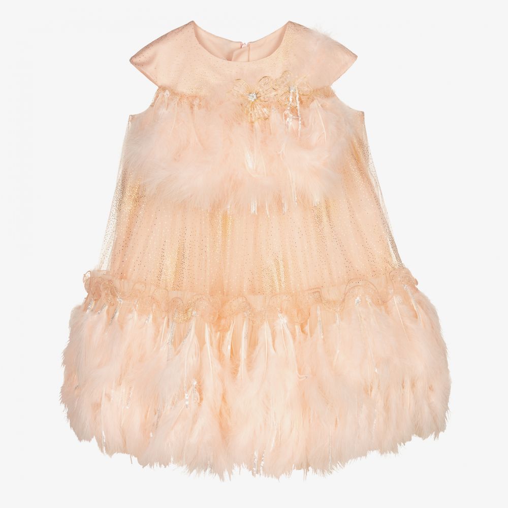 Junona Pink Tulle Feather Dress Childrensalon Outlet