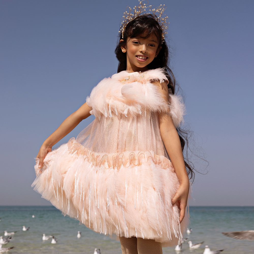 Feather dress top for baby girl