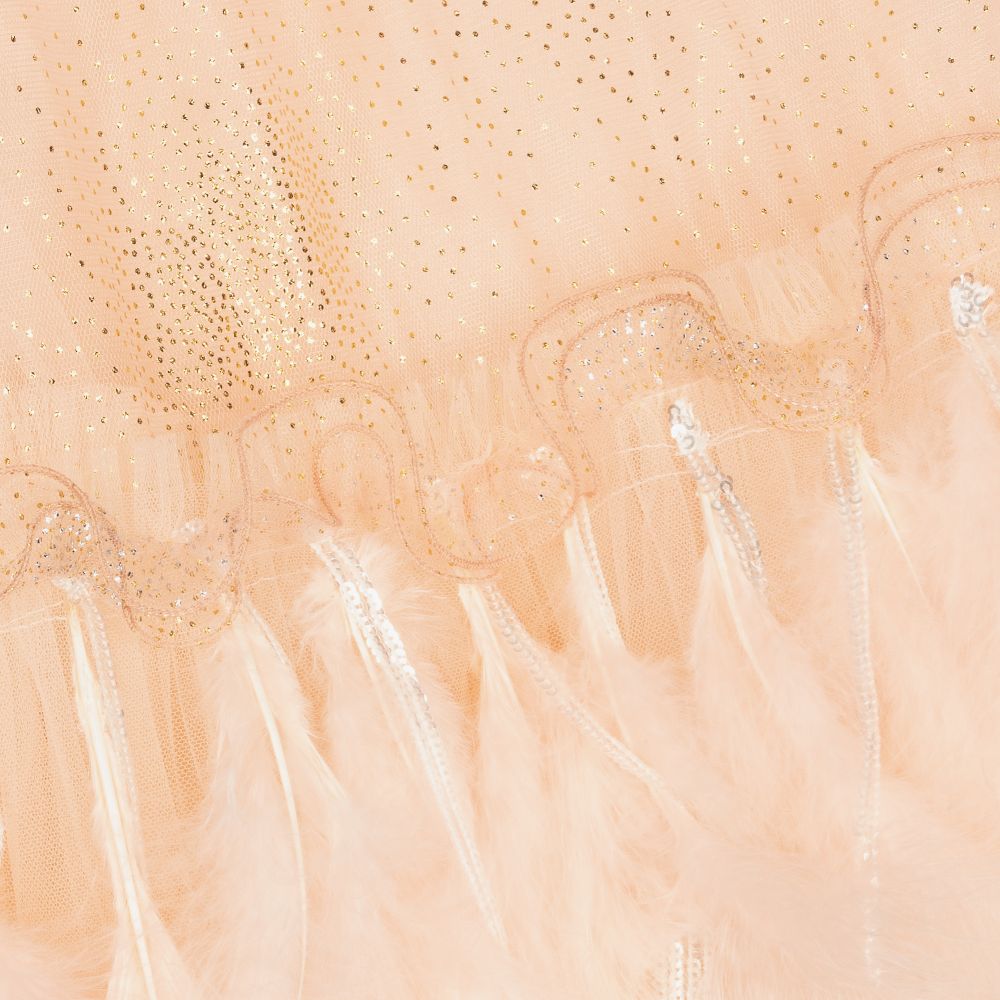 Junona-Розовое платье из тюля с перьями | Childrensalon Outlet