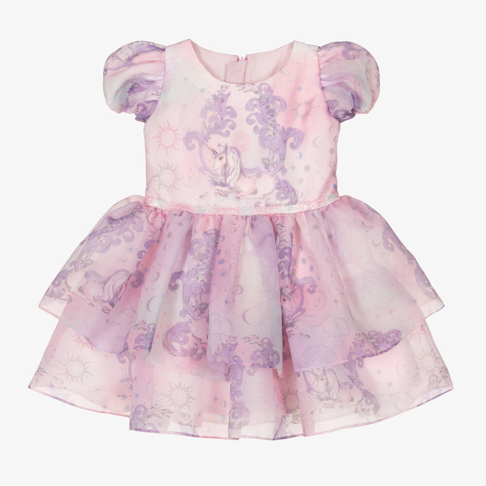 Junona - Rosa Babykleid mit Einhörnern | Childrensalon