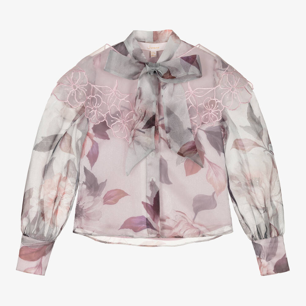 Junona - Purple Floral Organza Blouse | Childrensalon