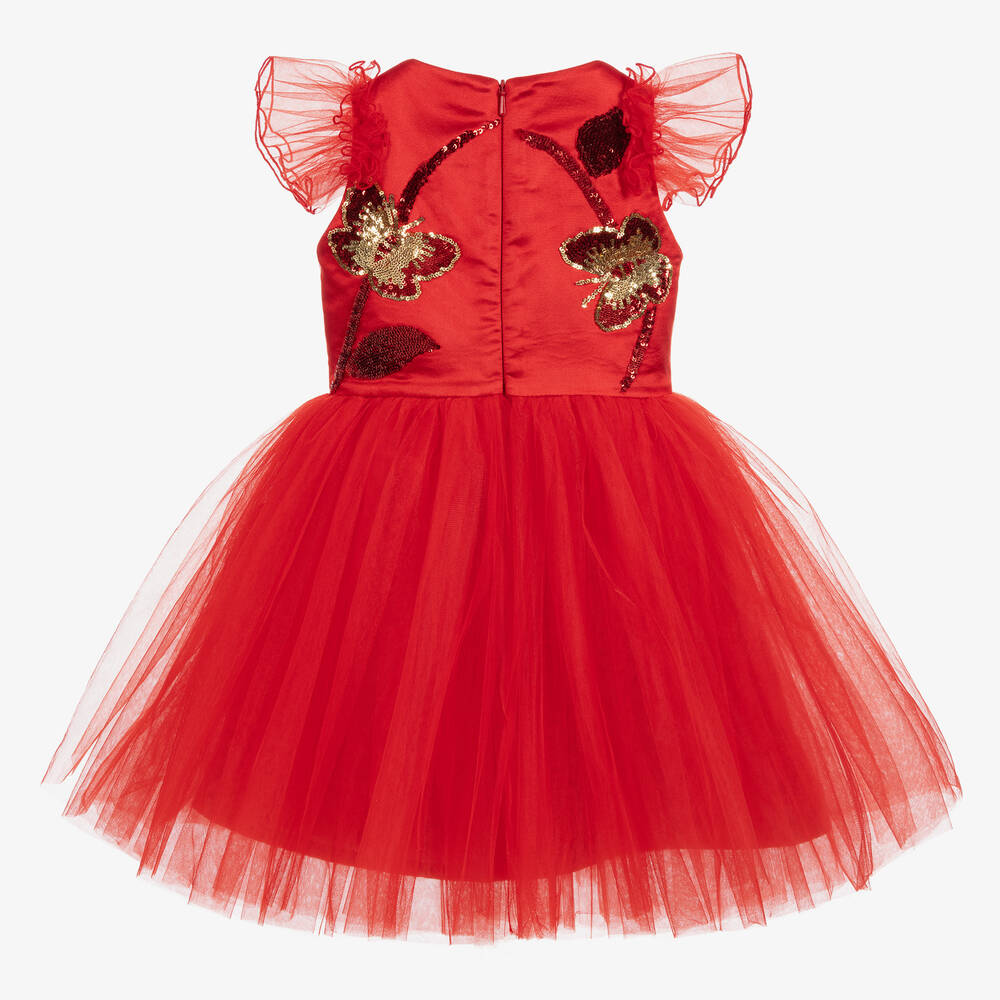 Junona-Red Tulle Butterfly Dress | Childrensalon Outlet