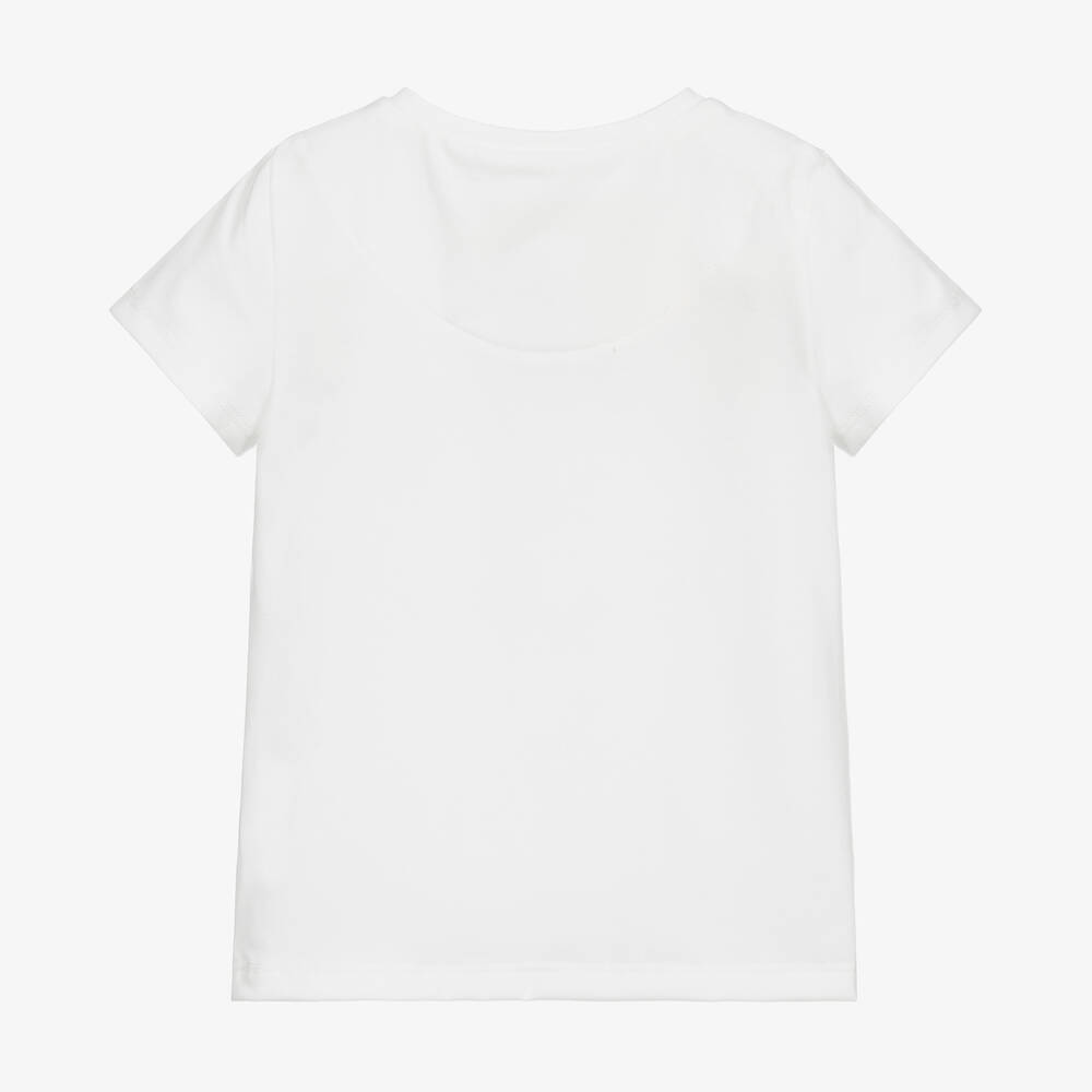 Junona-Белая хлопковая футболка с цветочным рисунком | Childrensalon Outlet