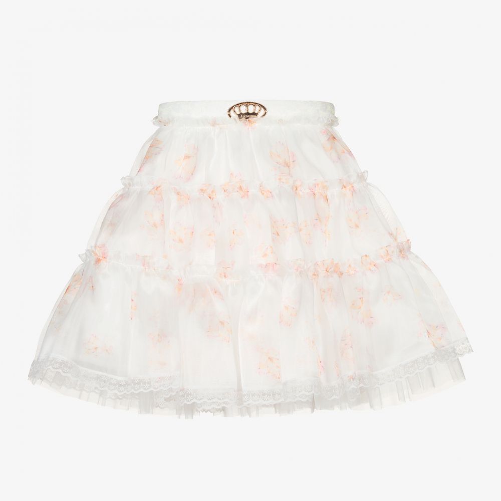 Junona - White Floral Organza Skirt | Childrensalon