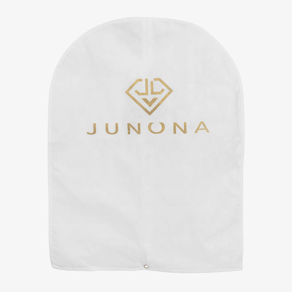 Junona - Girls White & Metallic Gold Tulle Dress