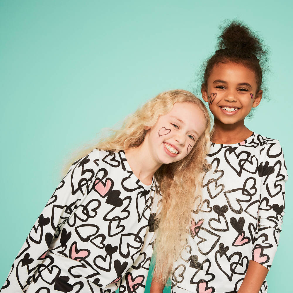 Junona-White Heart Print Leggings | Childrensalon Outlet