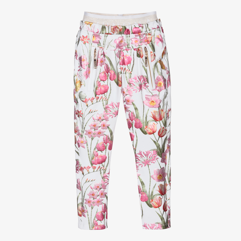 Junona - White & Pink Floral Trousers | Childrensalon