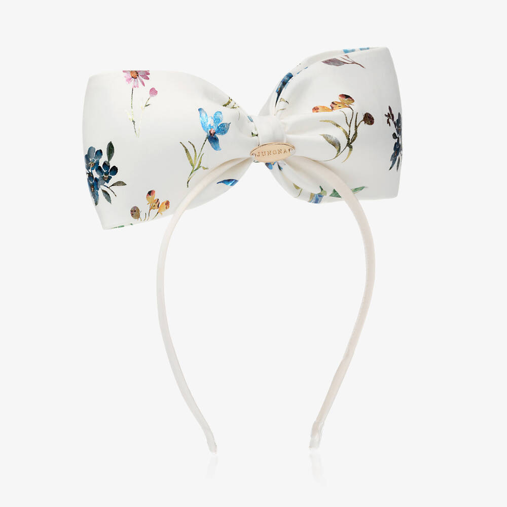 Junona - White Satin Bow Hairband | Childrensalon