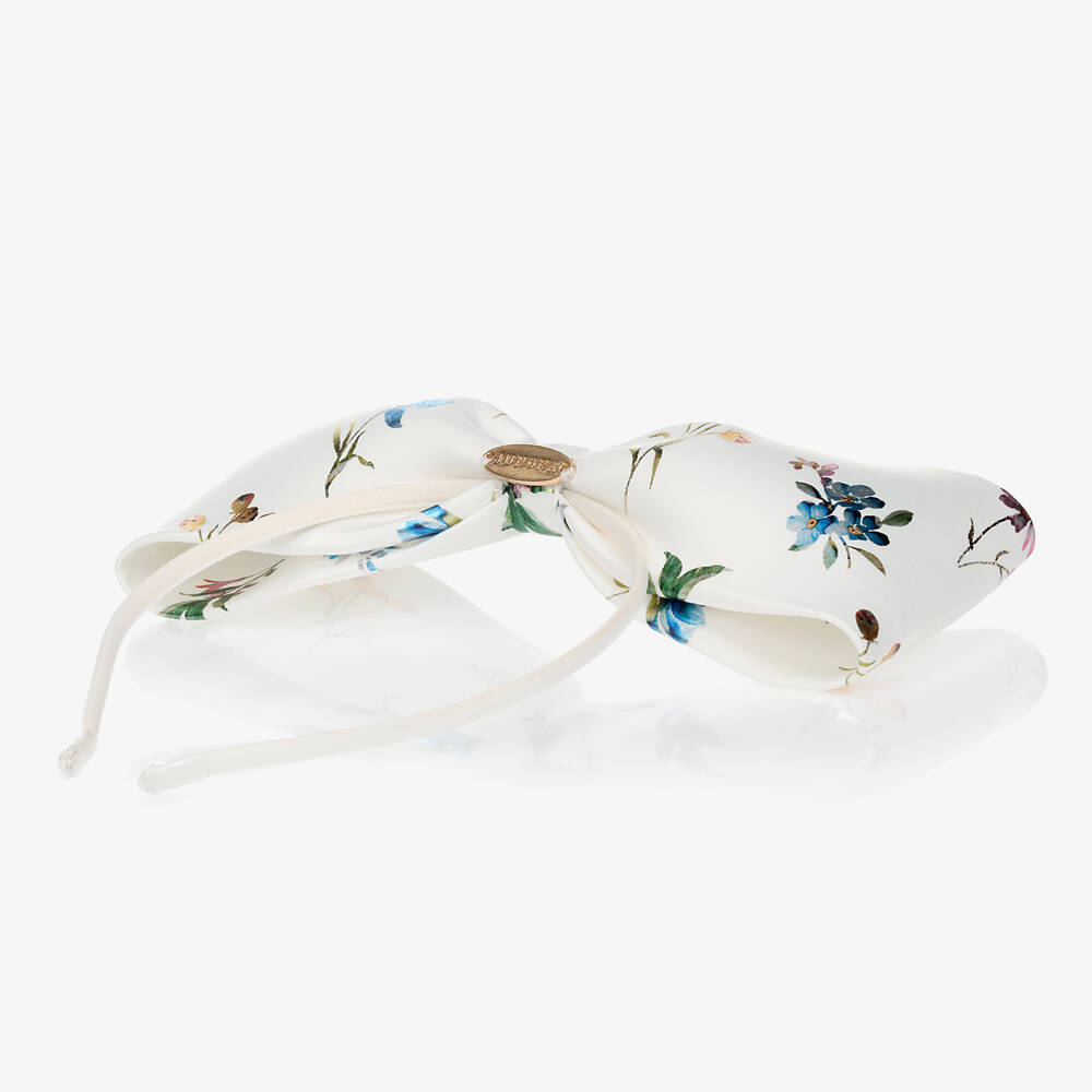 Junona-White Satin Bow Hairband | Childrensalon Outlet
