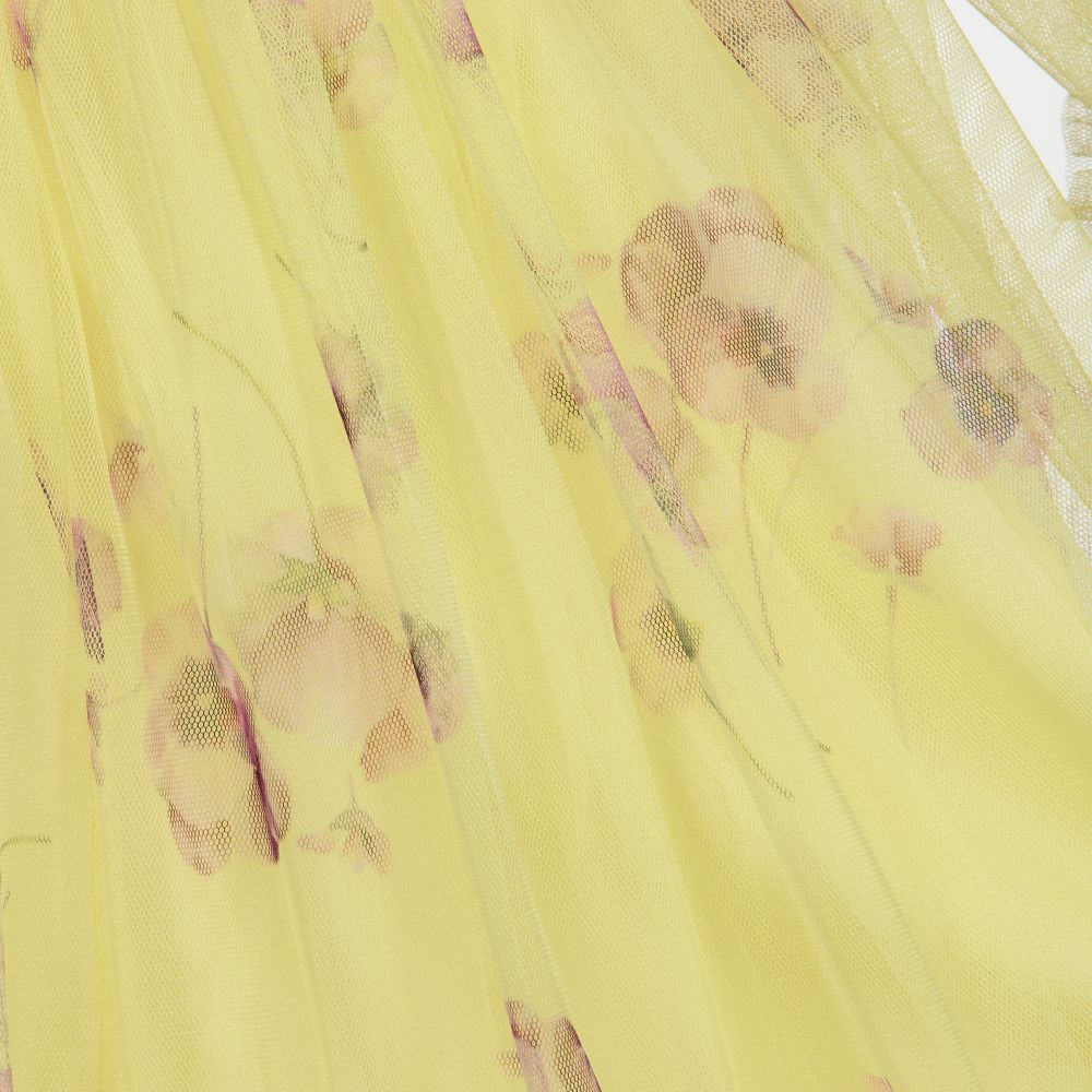 Junona-Yellow Floral Tulle Dress | Childrensalon Outlet