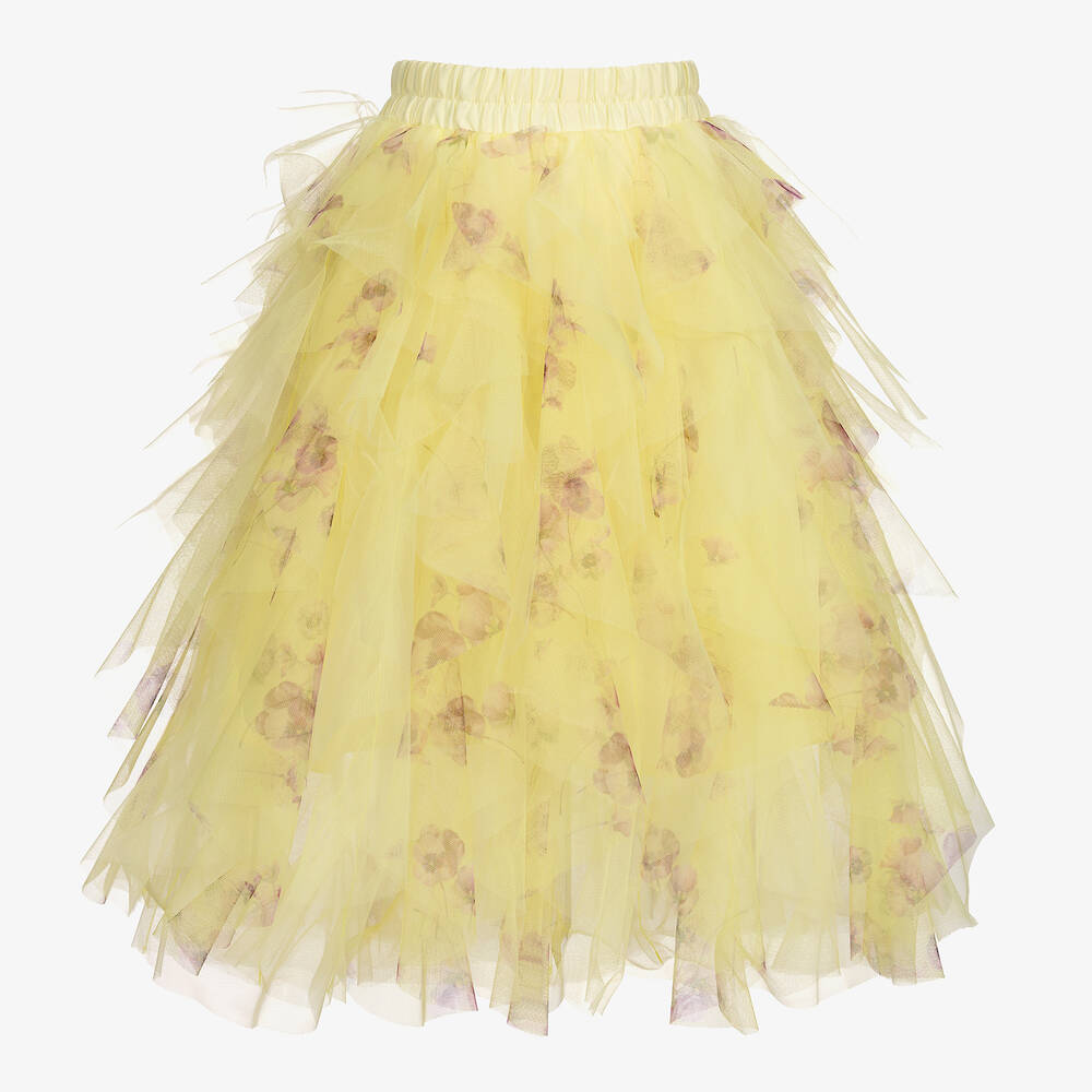 Junona-Yellow Floral Tulle Skirt | Childrensalon Outlet