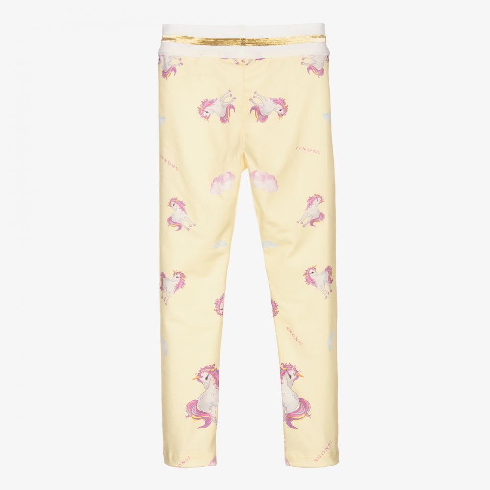 Junona-Yellow Unicorn Cotton Leggings | Childrensalon Outlet