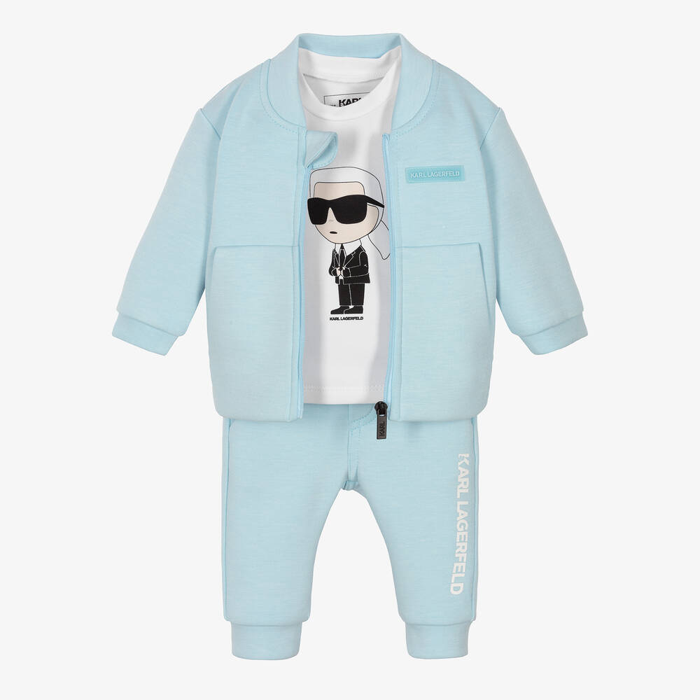 KARL LAGERFELD KIDS - Coffret survêtement bleu bébé | Childrensalon