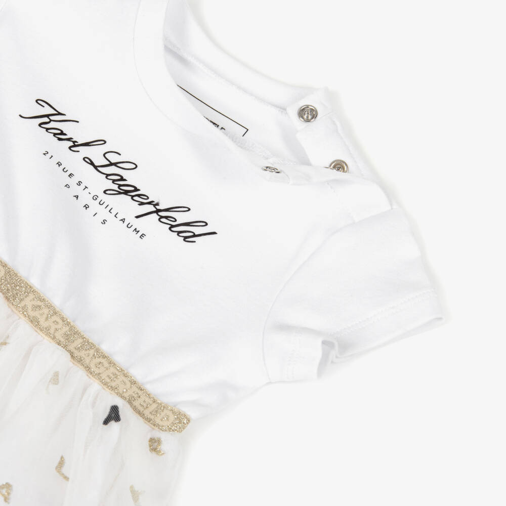 KARL LAGERFELD KIDS-Baby Girls Ivory Tulle Dress | Childrensalon Outlet