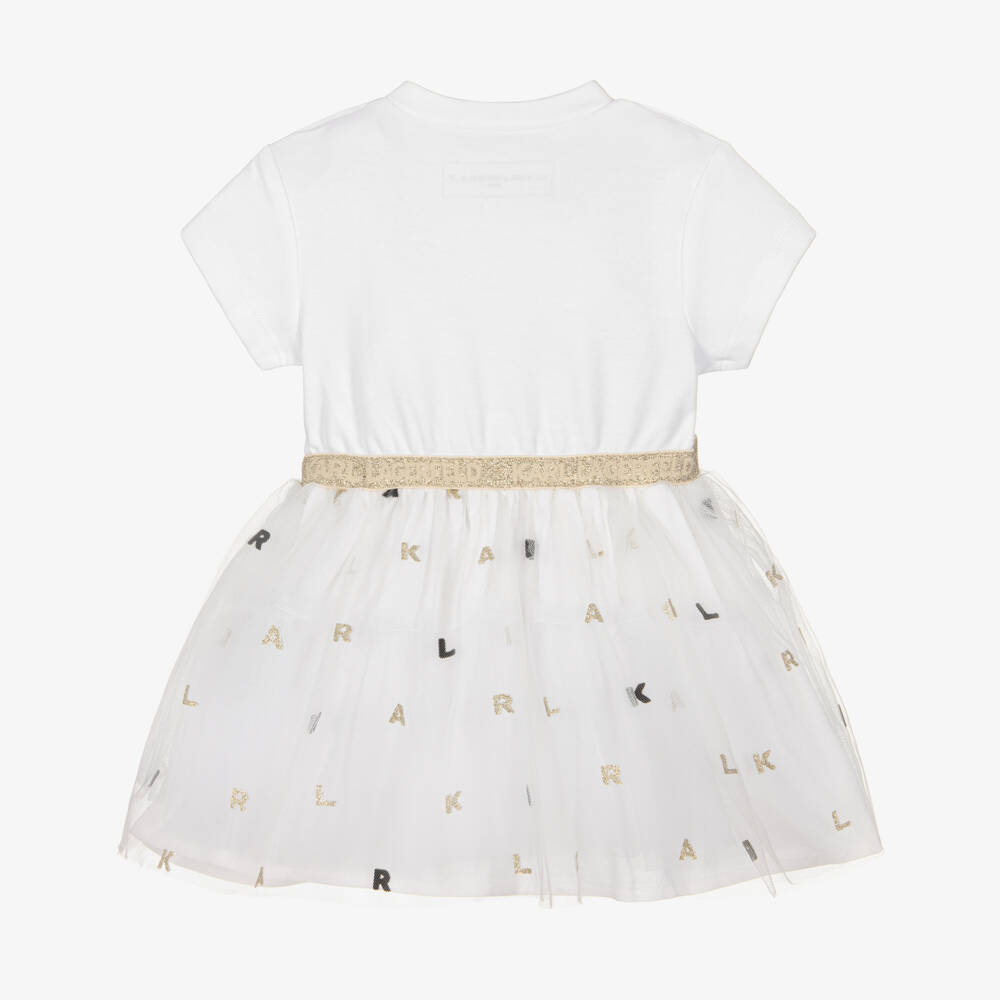 KARL LAGERFELD KIDS-Baby Girls Ivory Tulle Dress | Childrensalon Outlet