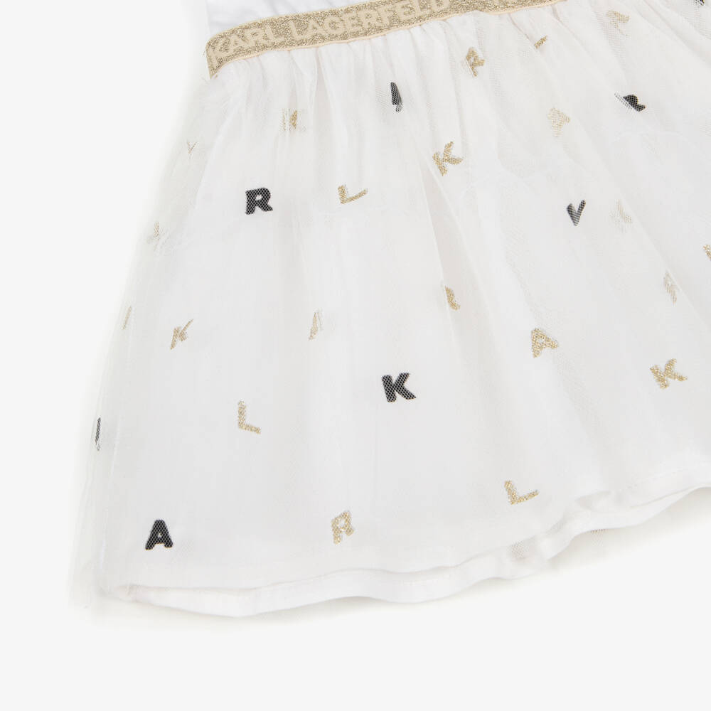 KARL LAGERFELD KIDS-Baby Girls Ivory Tulle Dress | Childrensalon Outlet