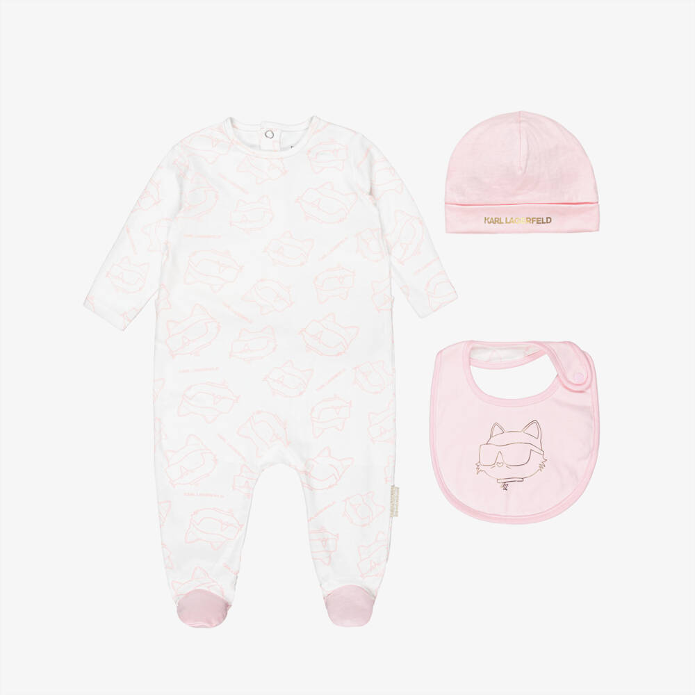 KARL LAGERFELD KIDS-Babygrow, Hat & Bib Gift Set | Childrensalon Outlet