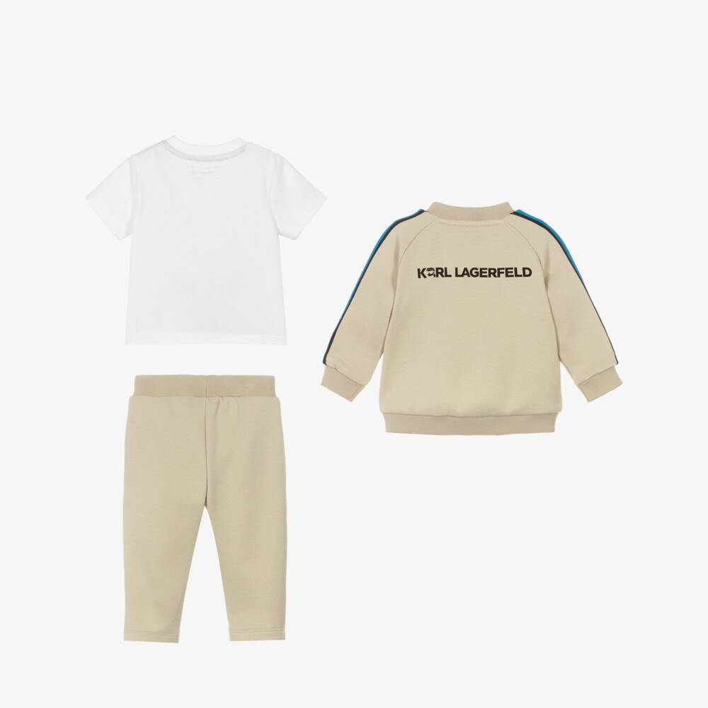 KARL LAGERFELD KIDS-Beige 3pc Tracksuit Set | Childrensalon Outlet