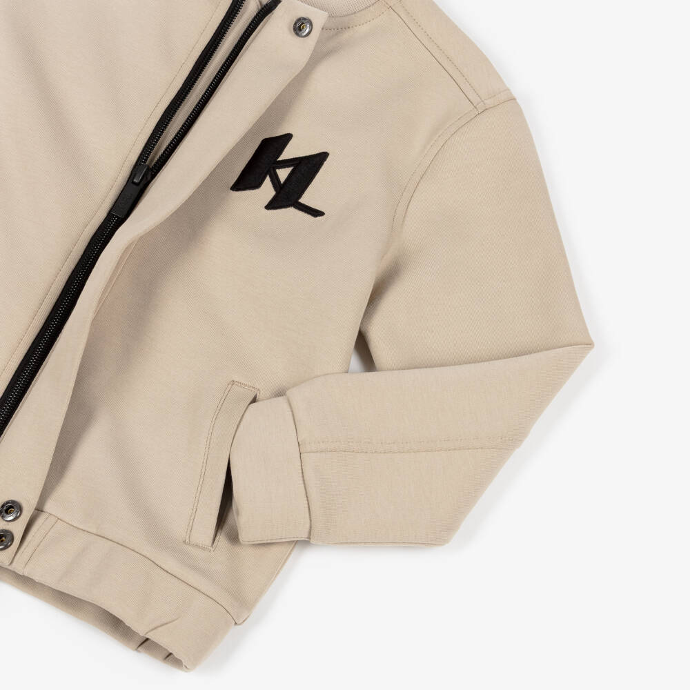 KARL LAGERFELD KIDS-Beige Logo Jacket | Childrensalon Outlet