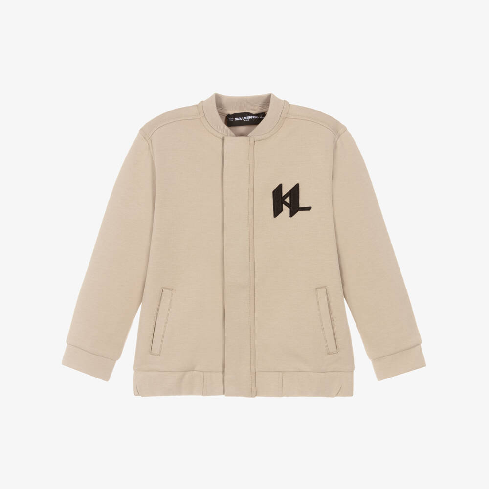 KARL LAGERFELD KIDS-Beige Logo Jacket | Childrensalon Outlet
