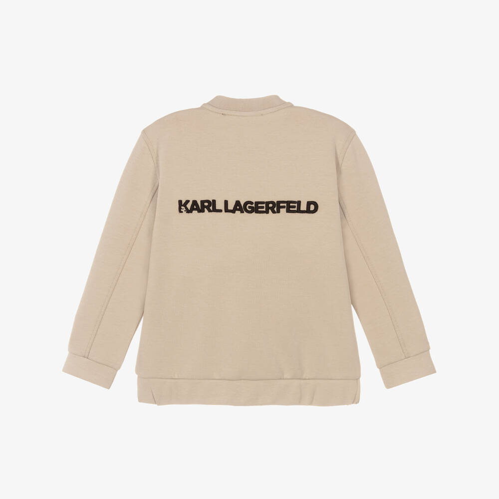 KARL LAGERFELD KIDS-Beige Logo Jacket | Childrensalon Outlet