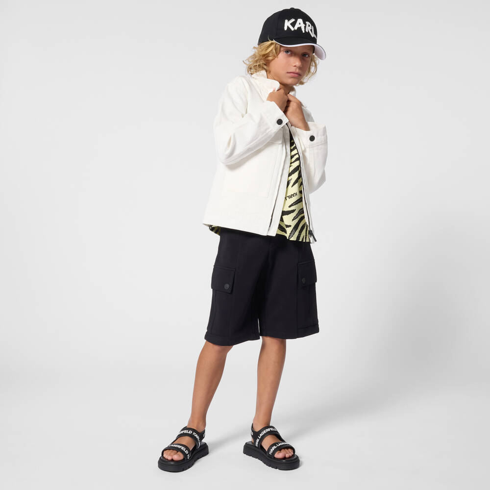 KARL LAGERFELD KIDS-Black Cargo Shorts | Childrensalon Outlet